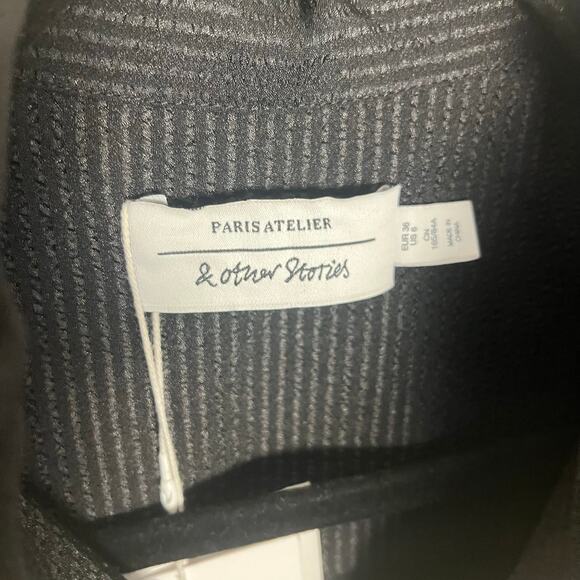 & Other Stories High Collar Button Down Blouse Size 6 Black New - Picture 6 of 7